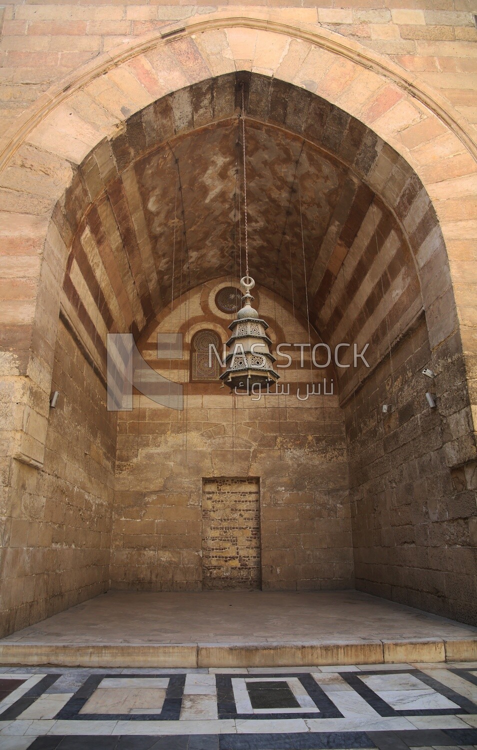 Arabic lantern in the Madrasa and Khanqah of Sultan Barquq, tourism in Egypt, El-Moez Street, Cairo, Egypt