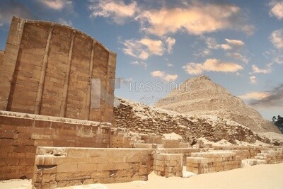 View of Saqqara Cemetery, the largest group of ancient Egyptian tombs, Tourism in Egypt