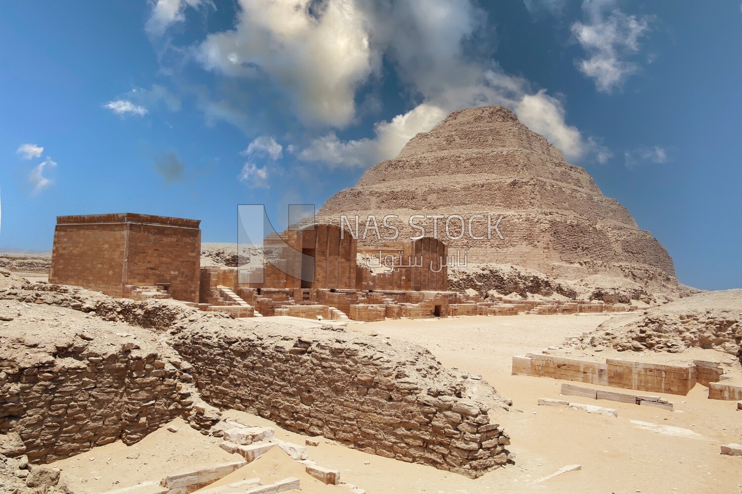 View of Saqqara Cemetery, the largest group of ancient Egyptian tombs, Tourism in Egypt