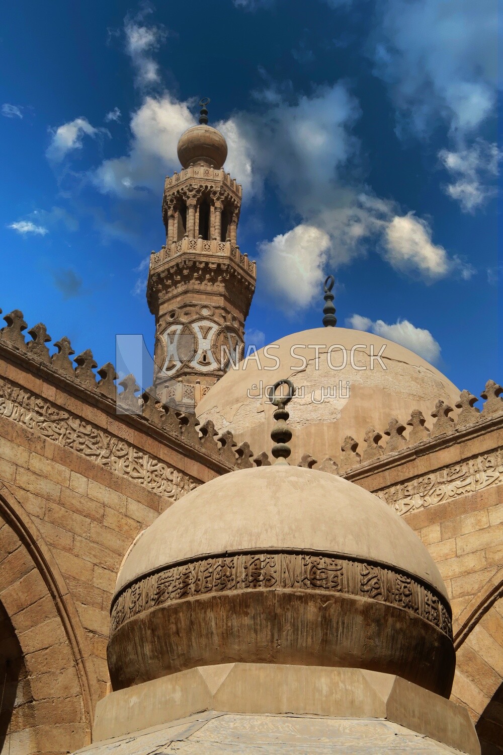 View of the dome in the middle of the Mosque-Madrasa of Sultan Barquq, tourism in Egypt,  El-Moez Street, Cairo, Egypt