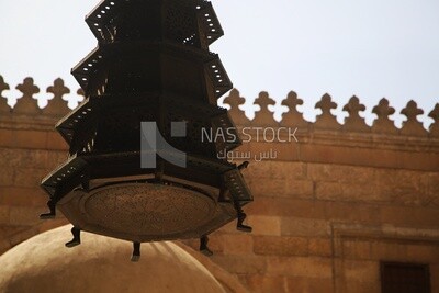 Arabic lantern in the Madrasa and Khanqah of Sultan Barquq, tourism in Egypt, El-Moez Street, Cairo, Egypt