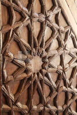 Ornaments of the door of Sultan Barquq mosque, tourism in Egypt,  El-Moez Street, Cairo, Egypt