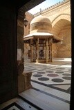 View of the dome in the middle of the Mosque-Madrasa of Sultan Barquq, tourism in Egypt,  El-Moez Street, Cairo, Egypt