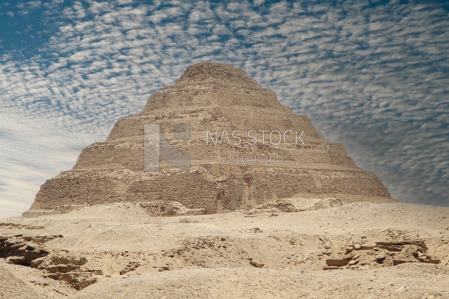 View of Saqqara Cemetery, the largest group of ancient Egyptian tombs, Tourism in Egypt