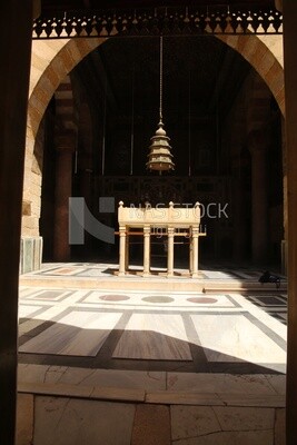 Arabic lantern in the Madrasa and Khanqah of Sultan Barquq, tourism in Egypt, El-Moez Street, Cairo, Egypt