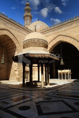 View of the dome in the middle of the Mosque-Madrasa of Sultan Barquq, tourism in Egypt,  El-Moez Street, Cairo, Egypt