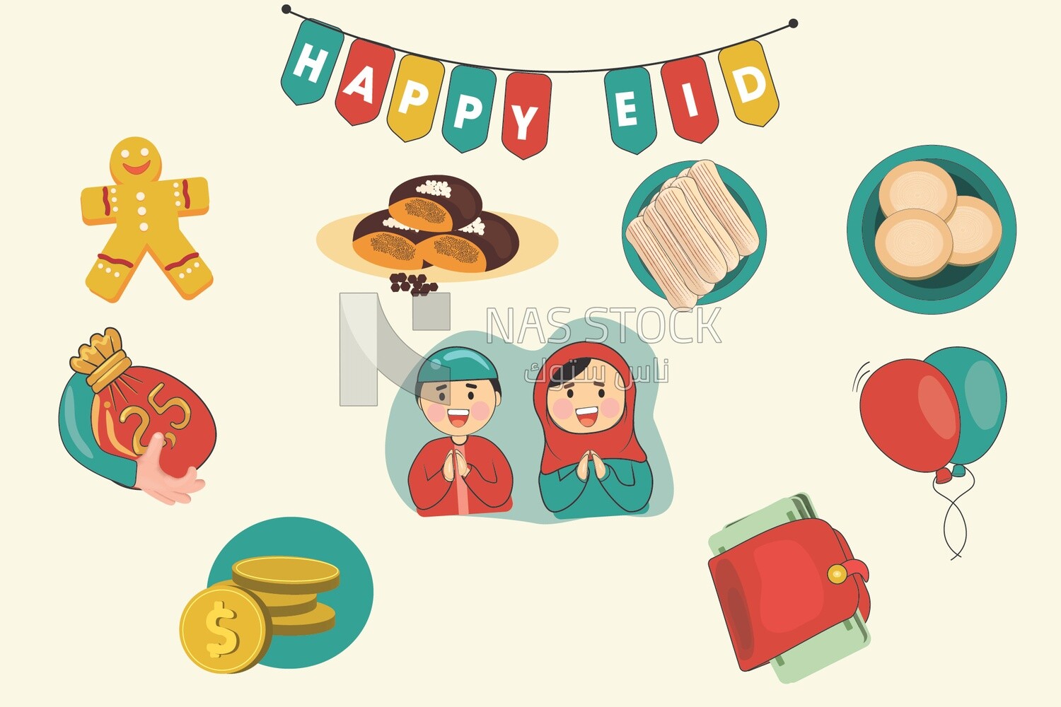 Stickers set of Eid al Fitr