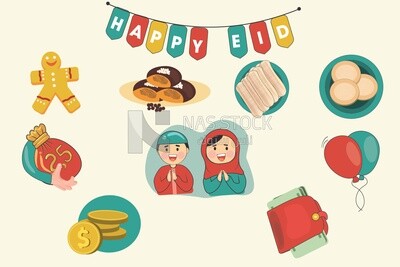 مجموعة ملصقات عيد الفطر