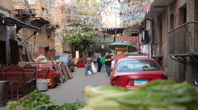 People walking in the street, Ramadan Kareem