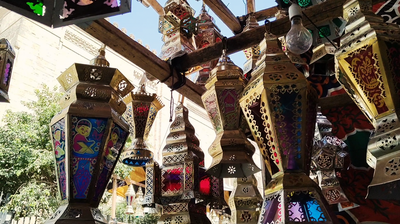 Ramadan lanterns hanging in a store