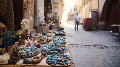 Bazaar for selling souvenirs and gifts on Al Moez Street