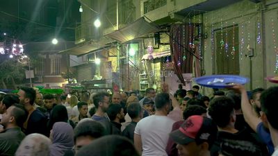 Crowd at the street food cart, traditional breakfast, street food