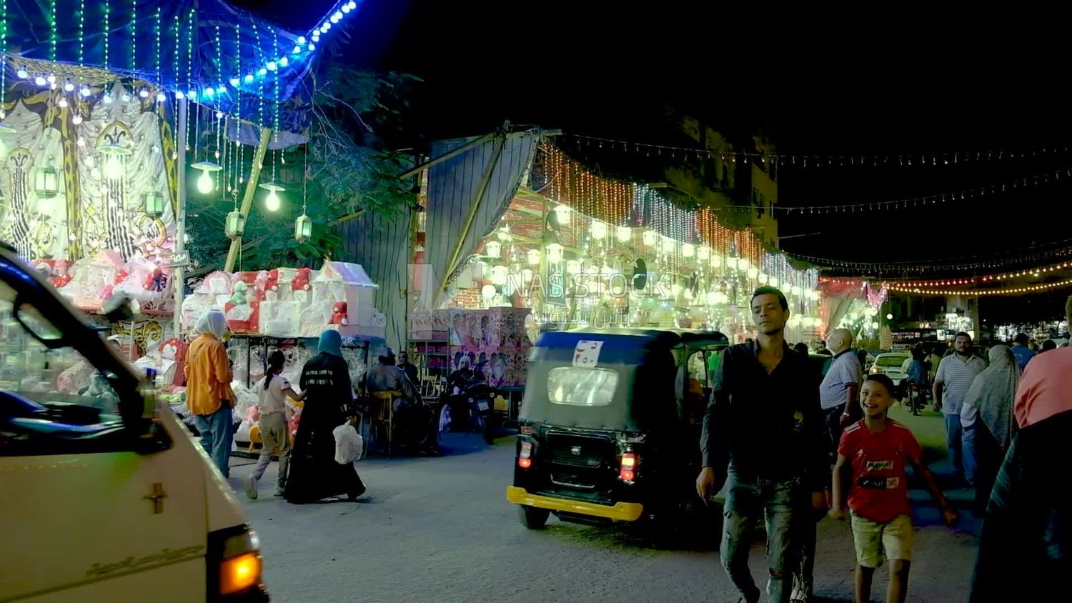 View of the crowded people in the street to the prophet Muhammad&#39;s birth