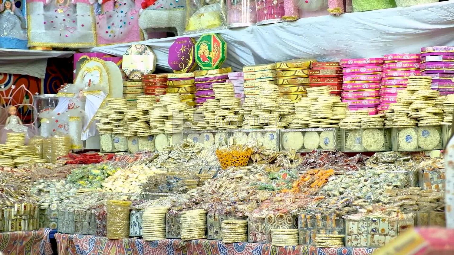 View of a People in the street buying the candies of the prophet Muhammad&#39;s birth