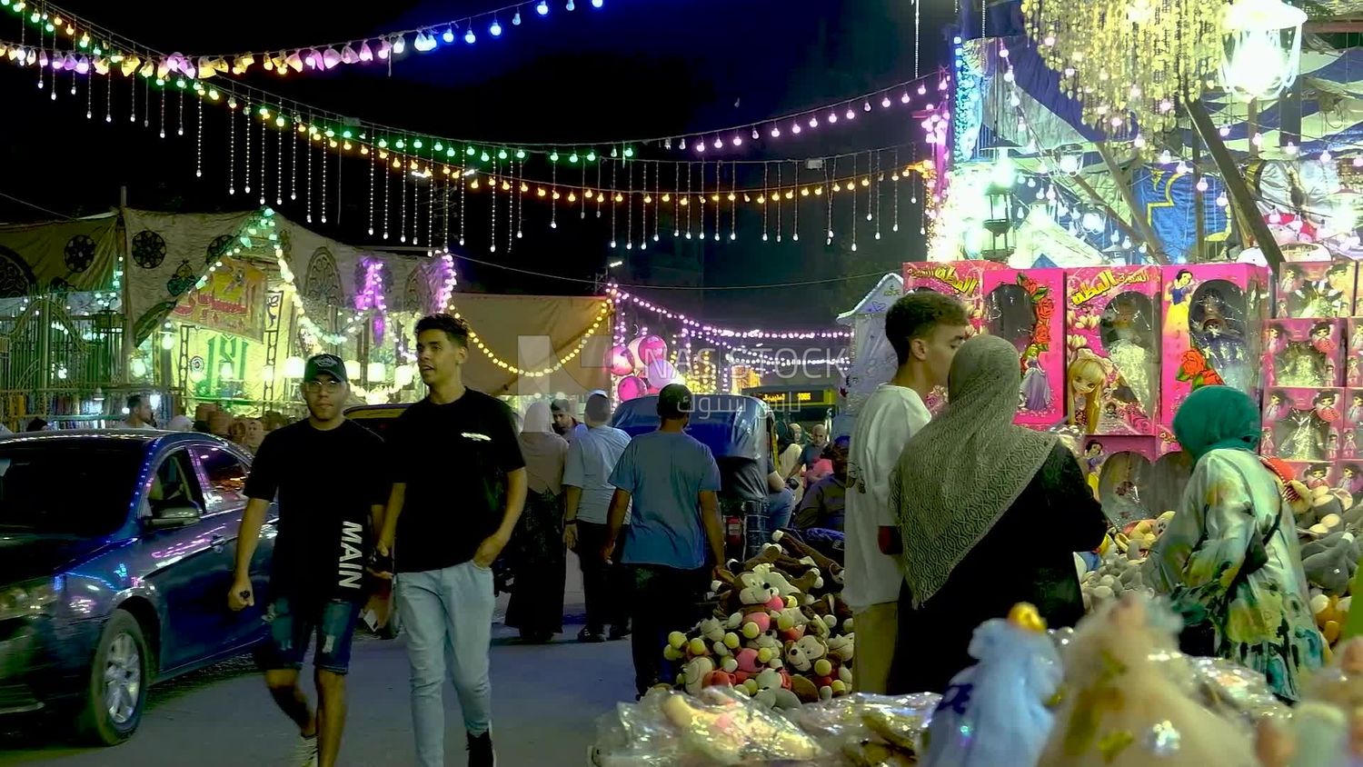 View of the crowded people in the street to the prophet Muhammad&#39;s birth