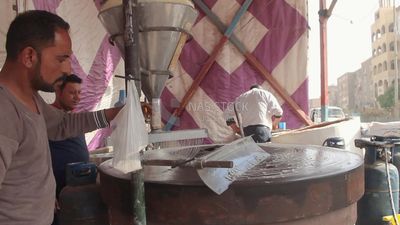 Machine making Kunafa, Kunafa store, Ramadan sweets, Ramadan Kareem