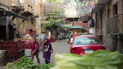 People walking in the street, Ramadan Kareem
