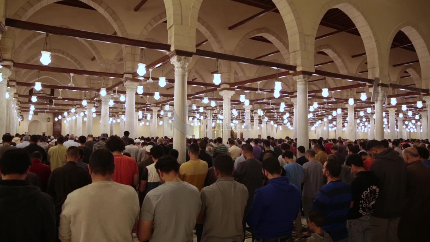 View from the back of the worshipers in the mosque