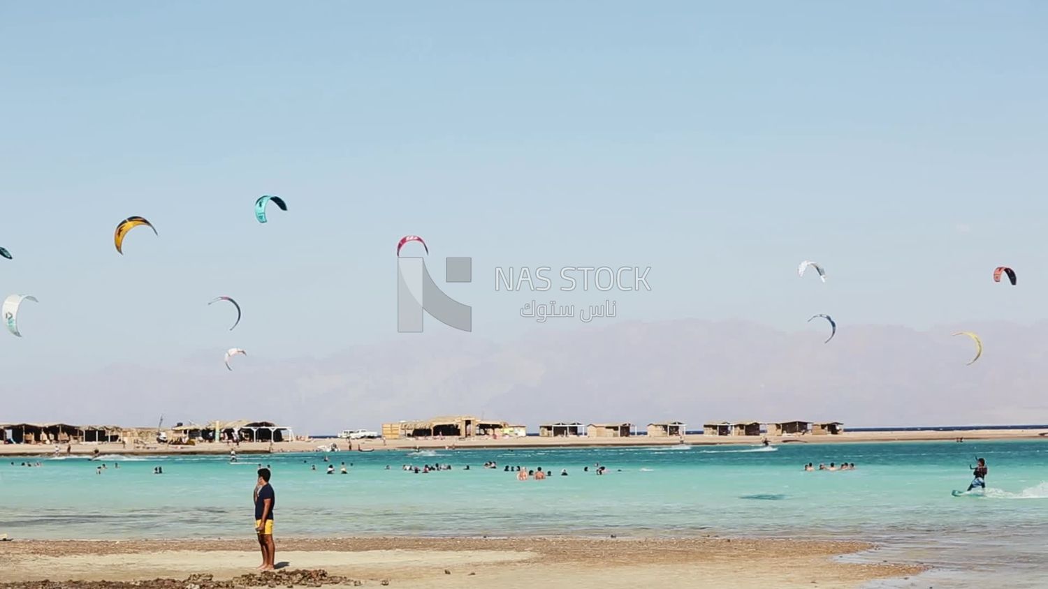 Crowded beach with people