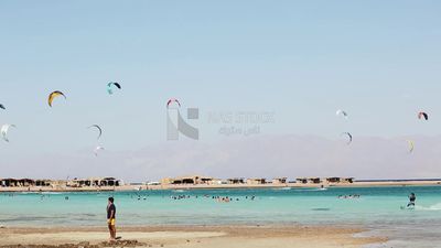 Crowded beach with people