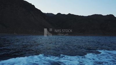 Red Sea mountains overlooking the waters of the Red Sea at sunset