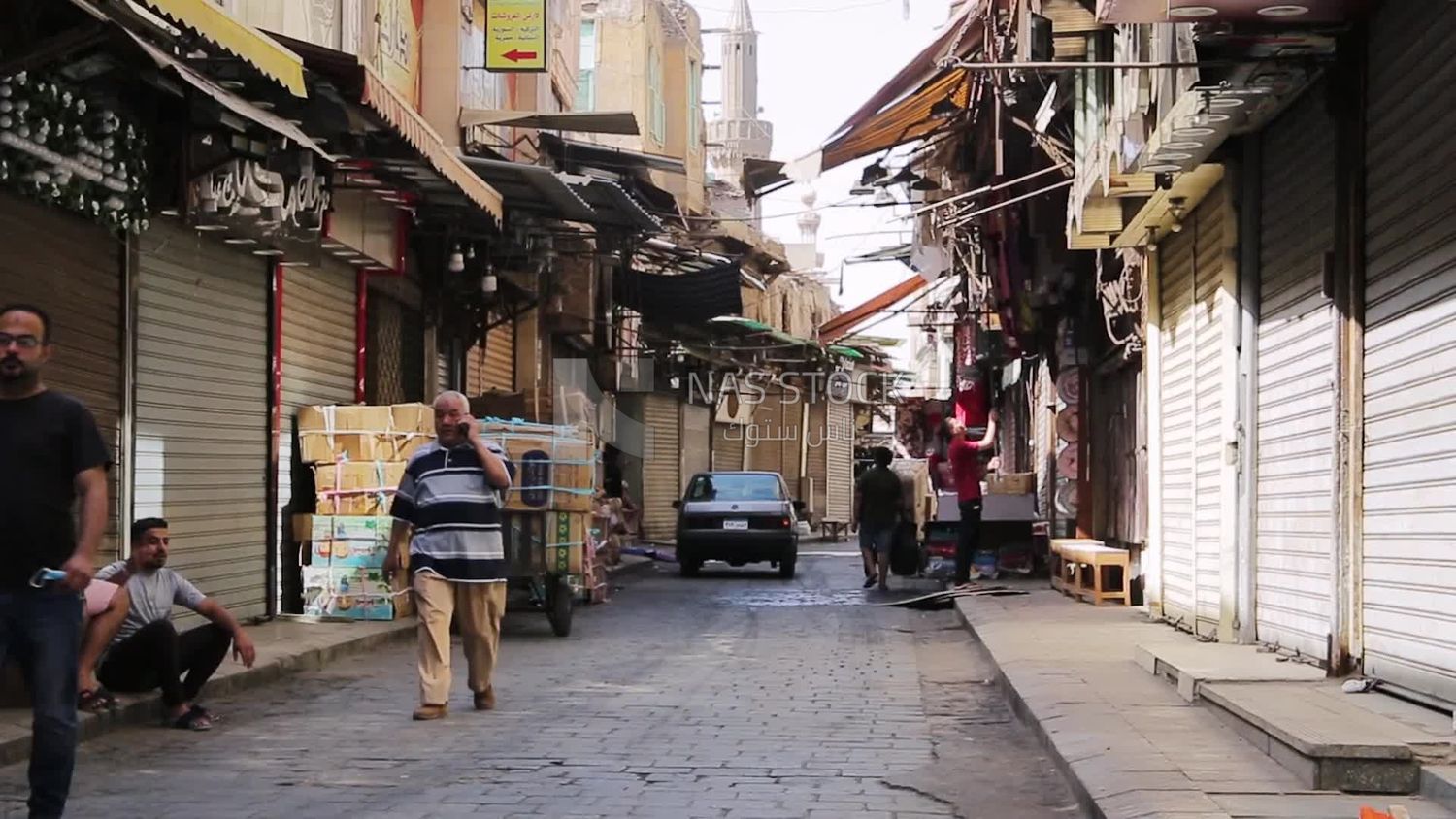Closed shops in one of the streets of Al-Azhar,cairo