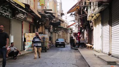 Closed shops in one of the streets of Al-Azhar,cairo