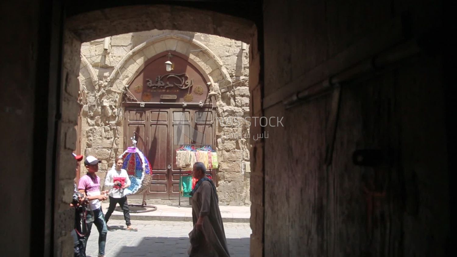 Group of exhibits in front of one of the bazaars on Al Moez Street