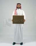 Gulf man holding a  cardboard box