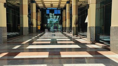 Entrance of a building with marble columns