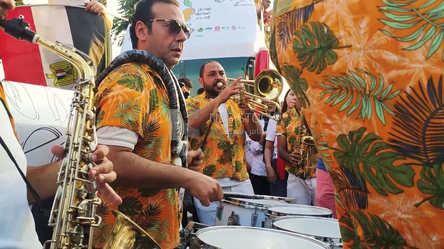 Band plays music in joyful festivities