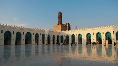 People in Al-Hakim Mosque, by God&#39;s command, tourism in Egypt, tourists, famous mosques in Egypt