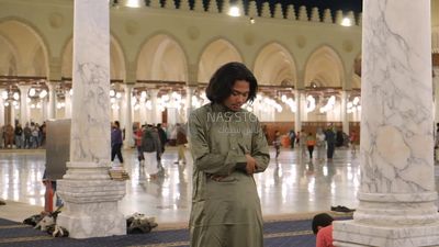 Man in the mosque, praying to God, praying on the prayer rug, performing the obligatory prayer in the mosque, worship and draw close to God