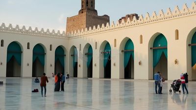 People in Al-Hakim Mosque, by God&#39;s command, tourism in Egypt, tourists, famous mosques in Egypt