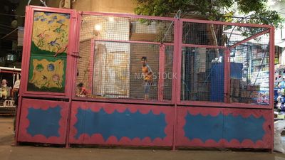 Boy jumping on a trampoline, Ramadan nights