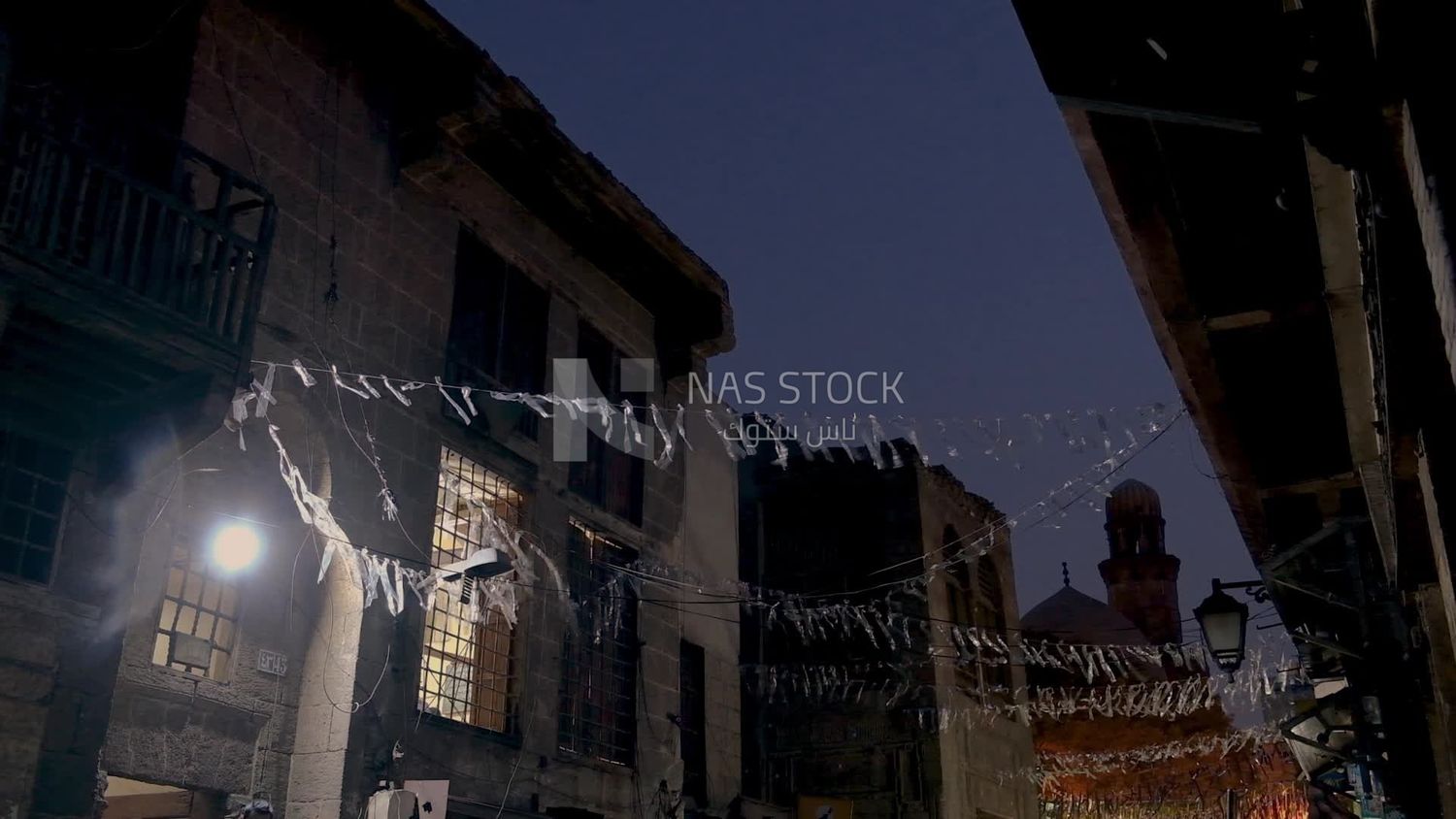 View of a street full of decorations, Street at night, decoration lights