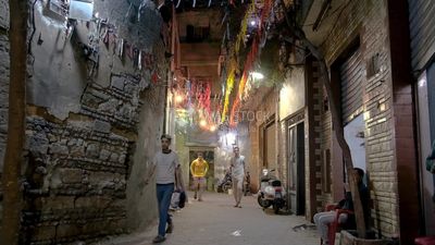 People walking in the street, Ramadan Kareem