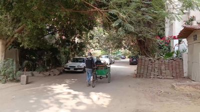 Video showing a man pulling a cart loaded with things in a Cairo street