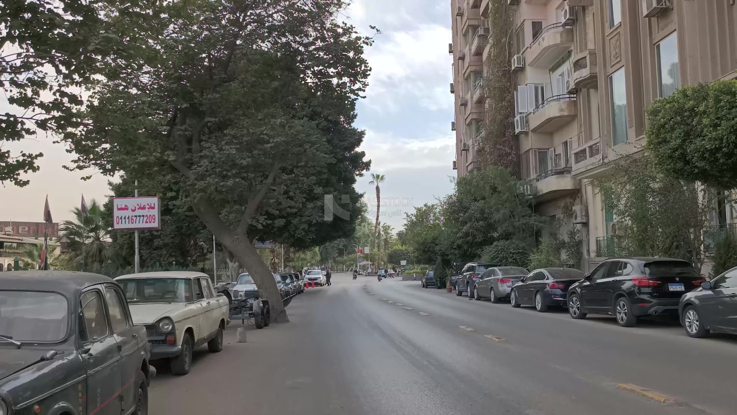 Video showing one of the quiet streets of Zamalek district in Cairo