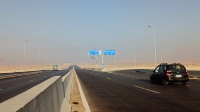 Video showing the Egyptian desert road with crossroads and road signs