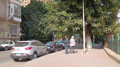 Video showing two women standing looking at buildings in the Zamalek neighborhood in Cairo