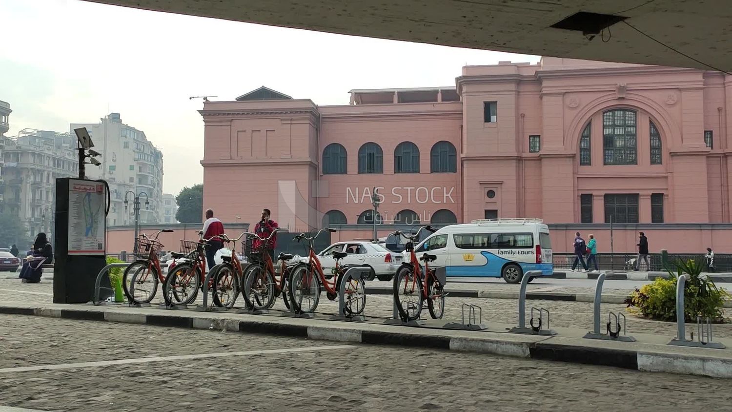 Video showing the Cairo Bike station located next to the Egyptian Museum in downtown