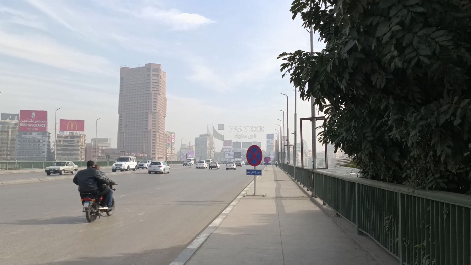 Video showing the 6th of October Bridge passing by the Hilton Ramses Hotel