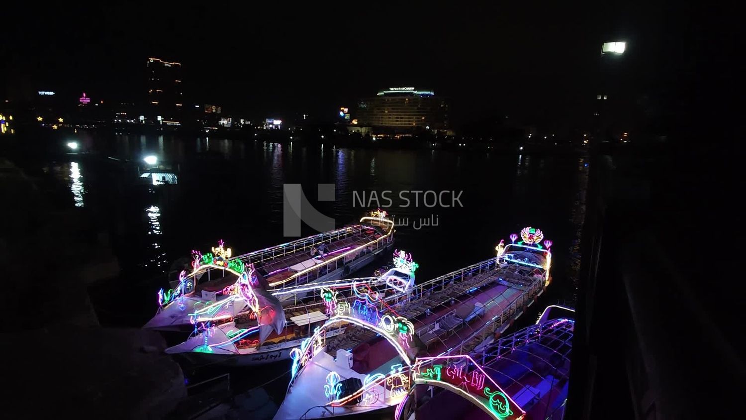 Video showing the details of a group of traditional feluccas moored in the Nile River