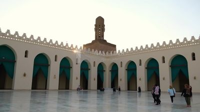People in Al-Hakim Mosque, by God&#39;s command, tourism in Egypt, tourists, famous mosques in Egypt