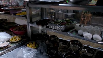 Traditional restaurant for breakfast on the street, traditional breakfast, street food