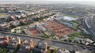 Drone footage of an overview for compounds in Zayed, Egypt