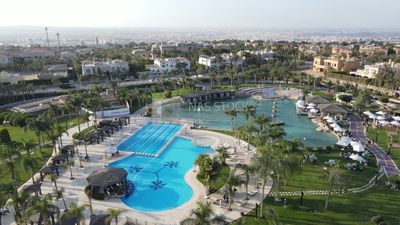 Drone footage of an overview for compounds in Zayed, Egypt