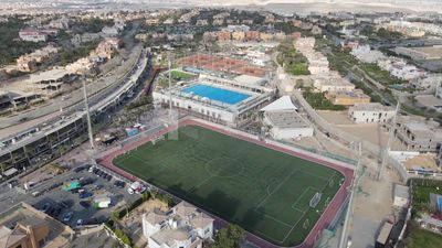 Drone footage of an overview for compounds in Zayed, Egypt