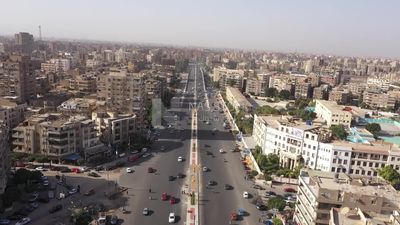 فيديو درون لشارع في مصر الجديدة ، طرق وشوارع ، سيارات